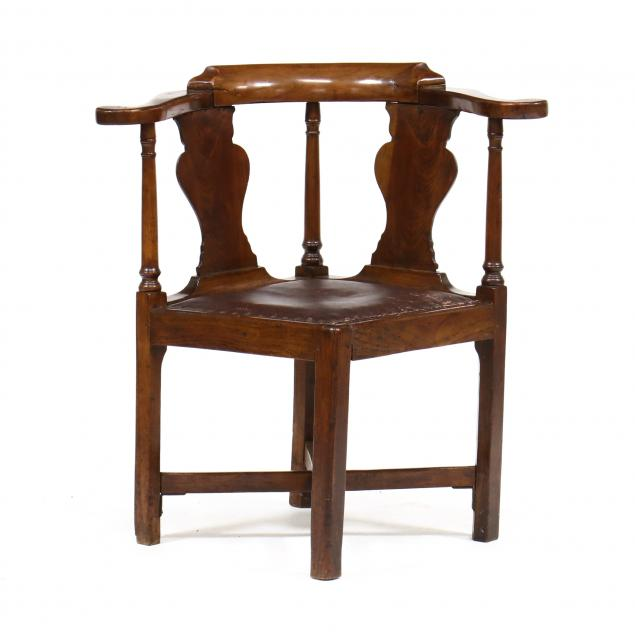 AMERICAN CHIPPENDALE CHERRY CORNER CHAIR Late 18th century white pine