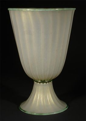 An Italian glass vase attributed to Seguso footed fluted urn