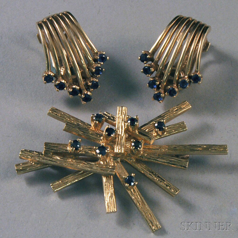 Small Group of 14kt Gold and Sapphire Jewelry a contemporary