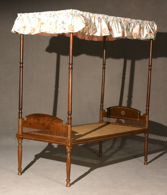 Pair of Anglo Indian Bone and Ebonized Wood Inlaid Hardwood