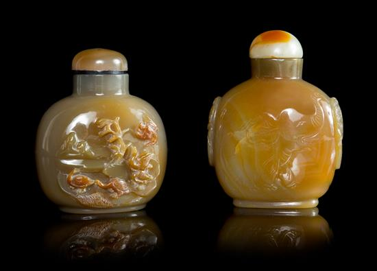 Sale 487 Lot 617 Two Carved Agate Snuff Bottles the