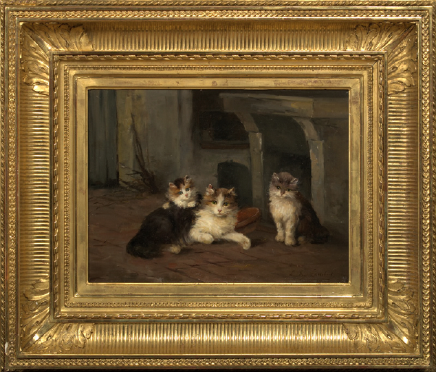 Louis Eugene Lambert French 1825 1900 Interior Scene with Kittens