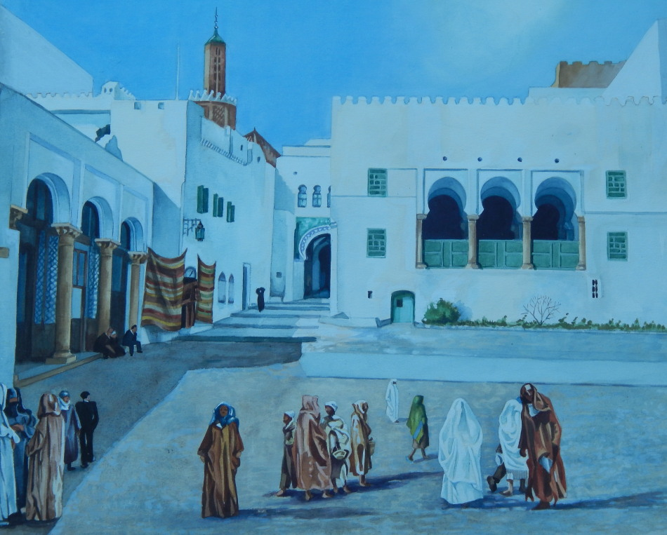 Guy Marson 20thC North African street scene watercolour 45cm x
