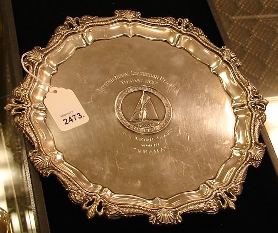 Sterling trophy plate for the International Coronation Regatta at Torbay