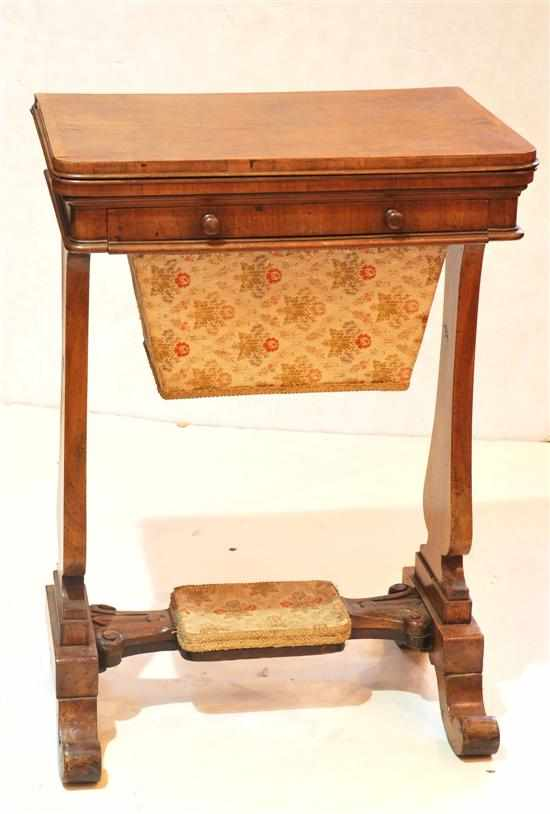 An early Victorian burr walnut combination work table games table