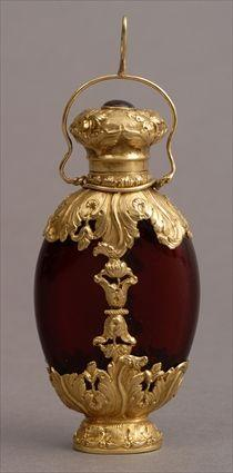 CONTINENTAL GOLD MOUNTED RUBY GLASS SCENT BOTTLE MADE FOR THE