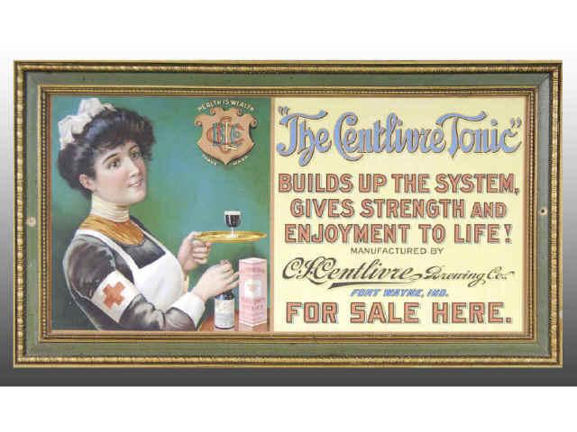 Centlivre Tonic Cardboard Trolley Sign Description Circa 1910 Framed under