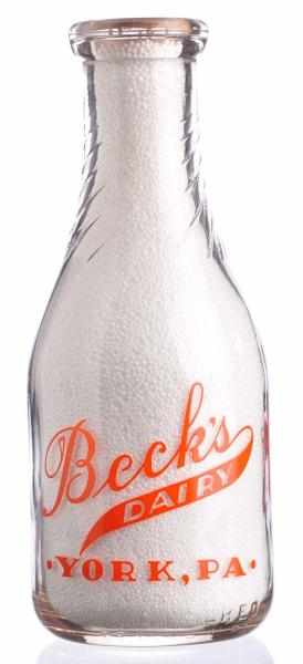 Beck s Dairy Milk Bottle Description York PA Condition Excellent