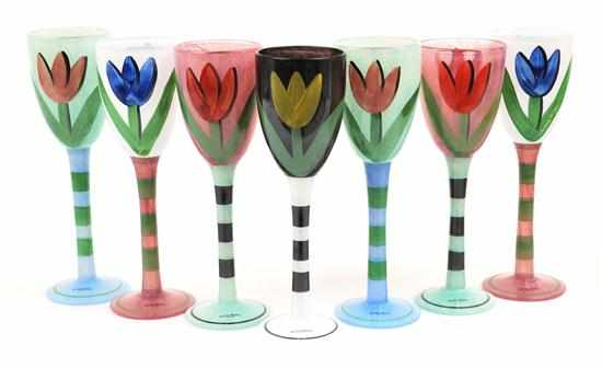 ULRICA HYDMAN VALLIEN born 1938 SEVEN TULIPA GLASSES WITH ORIGINAL