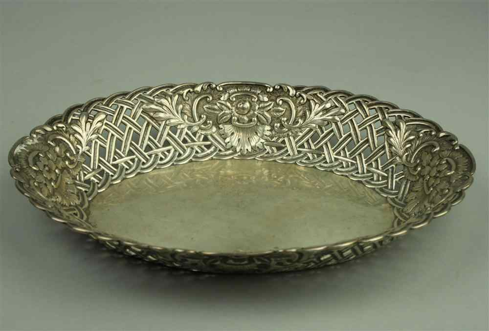 GORHAM SILVER RETICULATED OVAL BASKET circa 1852 1865 three part