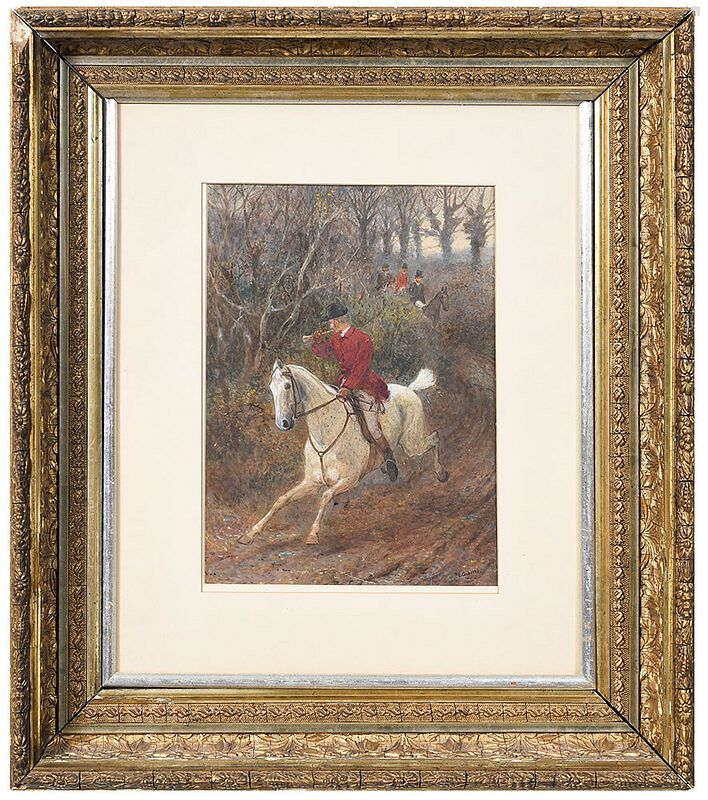 Edgar Giberne British active 1872 1890 Huntsmen on a Gray