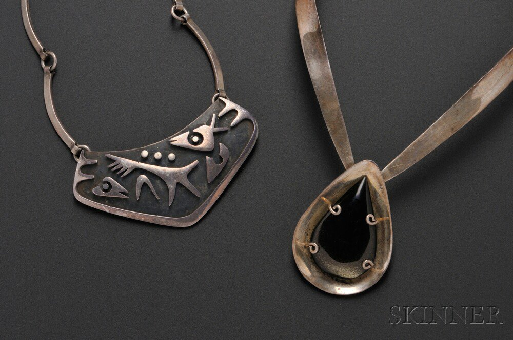 Two Mexican Sterling Silver Necklaces a J Sotelo sterling silver