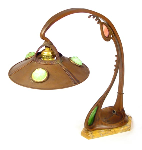 ART NOUVEAU ARTS CRAFTS TRANSITIONAL ART METAL LAMP Gracefully curved