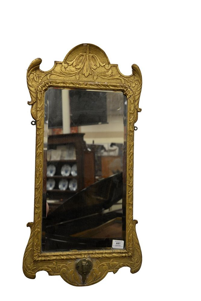 Continental Neoclassical Girandole Mirror in gilt wood frame with beveled