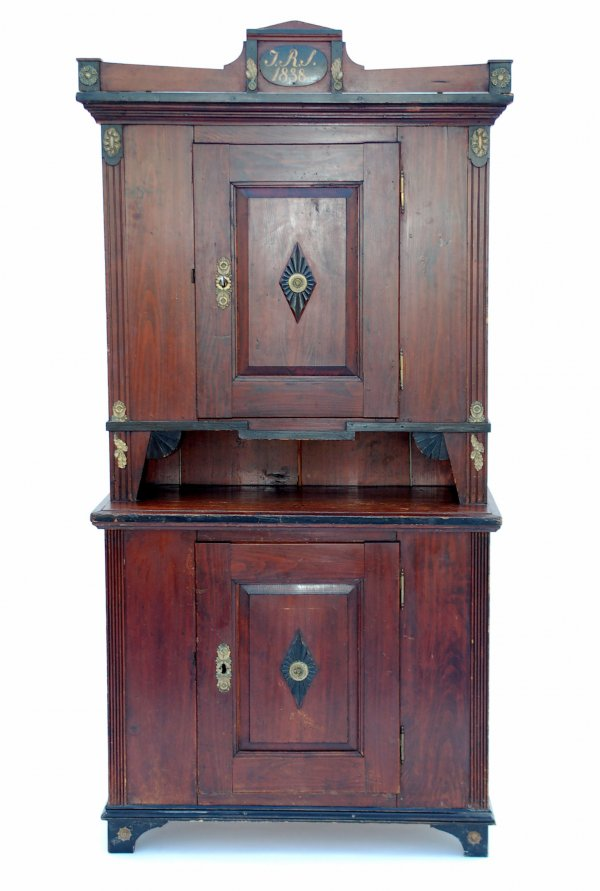 Stepback cupboard Top with crest and TRS 1838 stamped brass