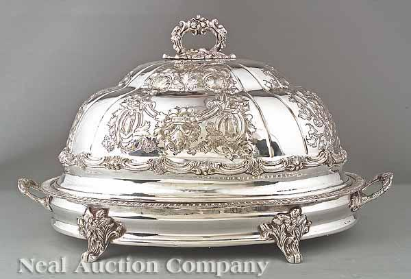 A Large English Silverplate Tree and Well Warming Dish and
