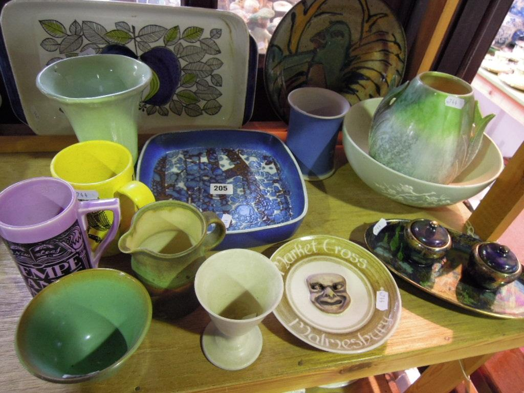 A collection of ceramics including a Royal Copenhagen Fajance dish