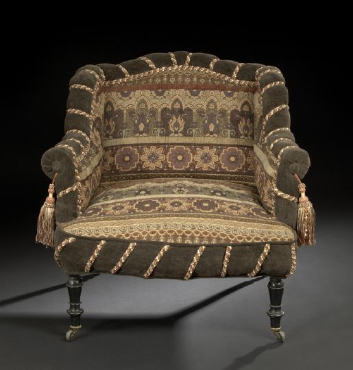 Victorian Ebonized and Upholstered Parlor Chair third quarter 19th century