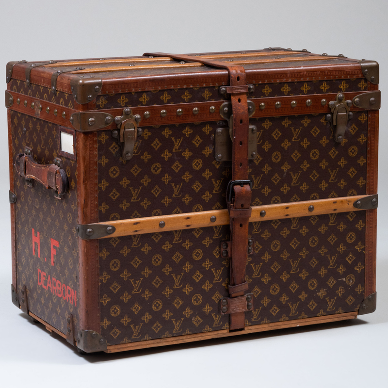 VINTAGE LOUIS VUITTON TRUNK Label with numbers to interior various