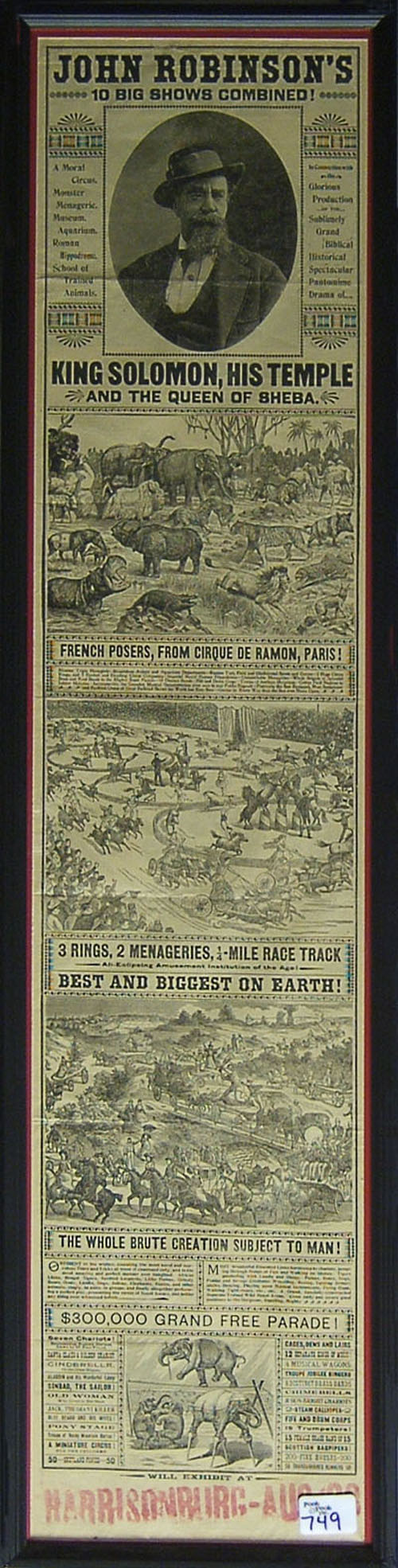 Broadside for John Robinson s circus Harrisonburg 39 1 2