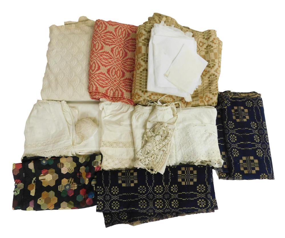 TEXTILES Twenty plus pieces of American and European textiles 19th