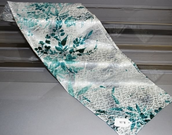 White green leaf double faced silk scarf no label Approx