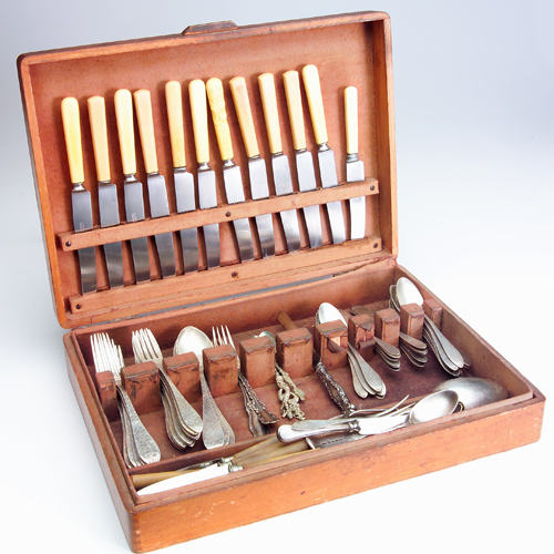 RAND AND CRANE Boston Hammered sterling flatware partial service in