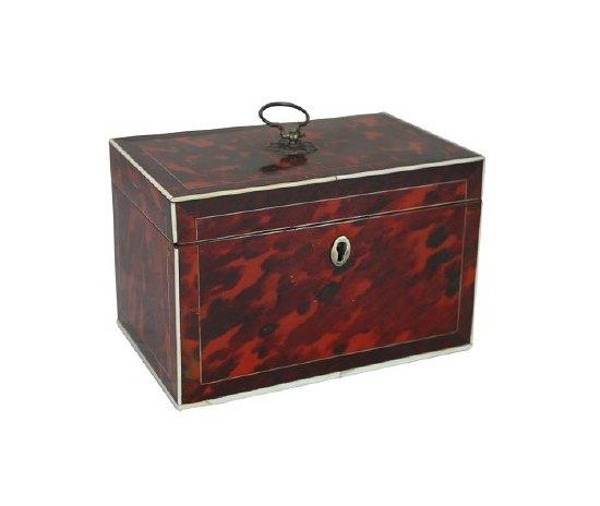 An early 19th Century tortoiseshell tea caddy the borders banded