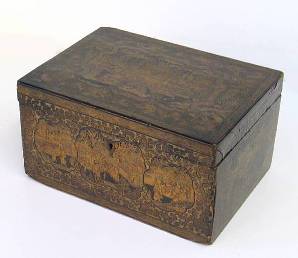 Decorative Arts mid 19th century Of rectangular outline decorated with