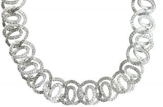 18 Karat White Gold Cantamessa Swirl Design Diamond Necklace Featuring