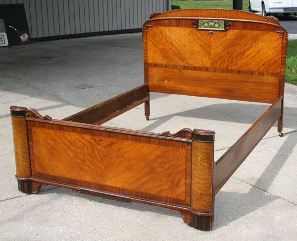 Art Deco American full size headboard c 1930 with architectural