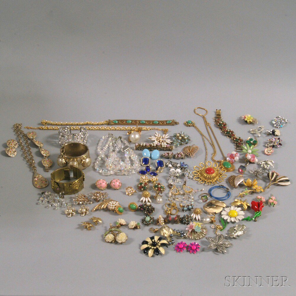 Large Group of Assorted Costume Jewelry including bracelets crystal jewelry