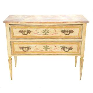 Italian Neoclassical Paint Decorated and Faux Marble Chest of Drawers