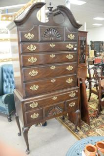 Drexel mahogany two part Queen Anne style highboy ht 85in