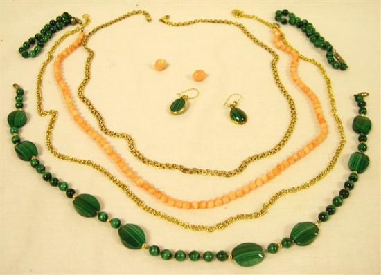 Costume and silver jewelry including bracelet and earrings with black
