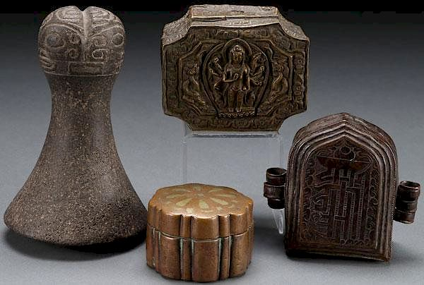 19TH CENTURY MIDDLE EASTERN DECORATIVE ARTS A GROUP OF FOUR