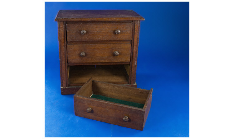 Mahogany Miniature Chest Of Drawers Comprising Three Long Graduating Drawers