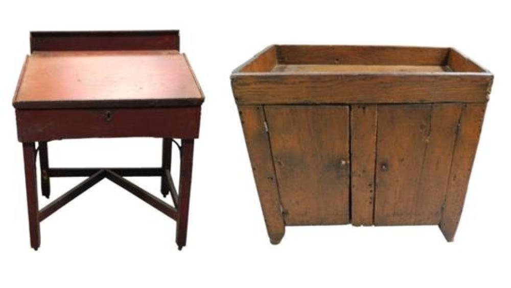 School master desk and a dry sink both American c