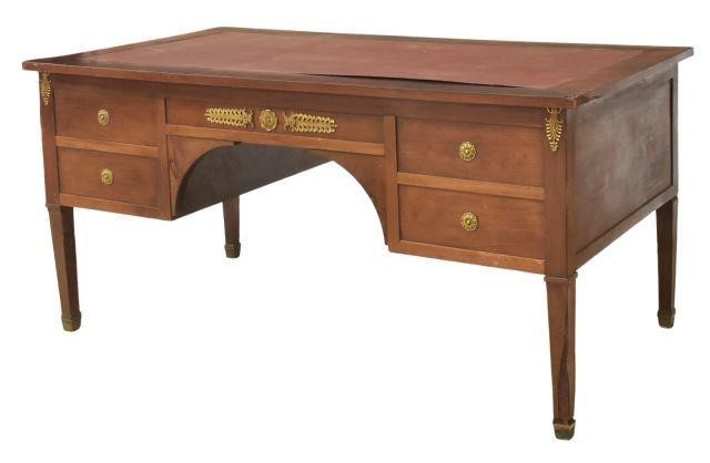 French Empire style mahogany bureau plat writing desk mid 19th