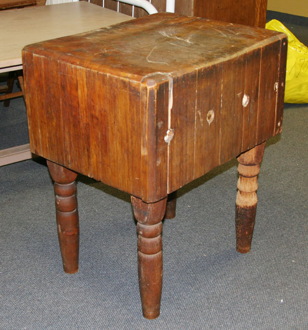 Vintage butcher block turned legs 30 H x 29 W