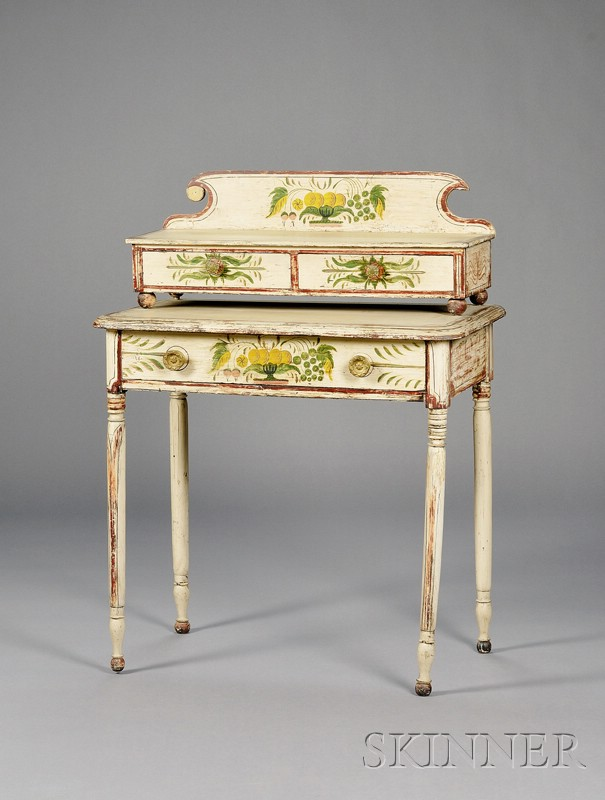 Paint Decorated Dressing Table probably central New England c 1830