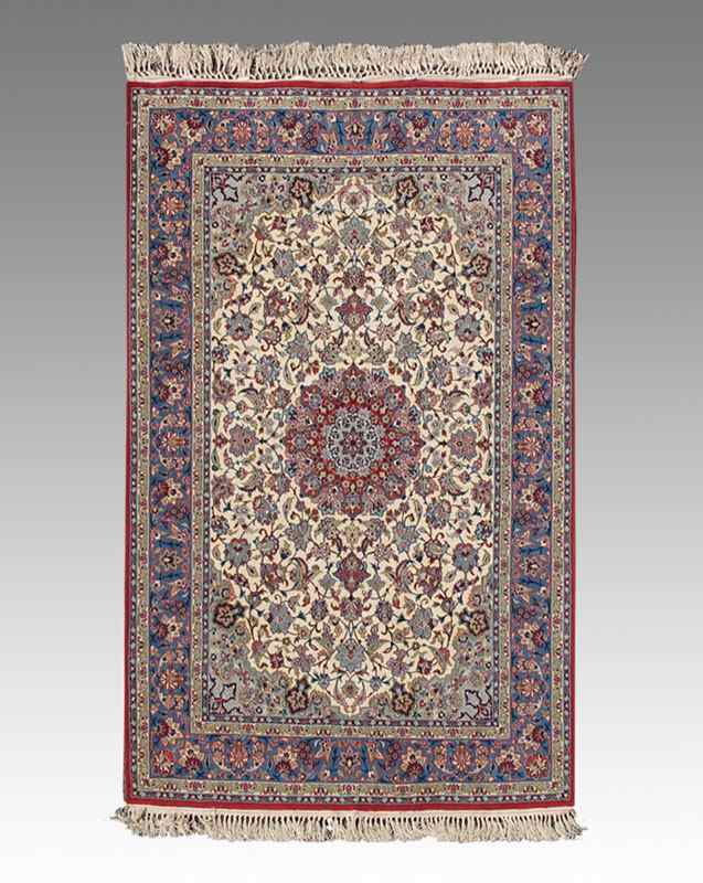 MODERN PERSIAN NAIN OR QUM HAND KNOTTED WOOL AND SILK