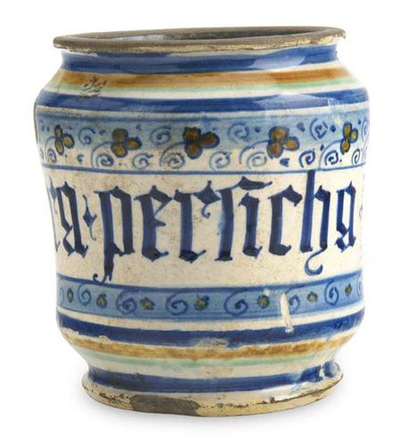 A late 15th early 16th century Italian maiolica albarello circa