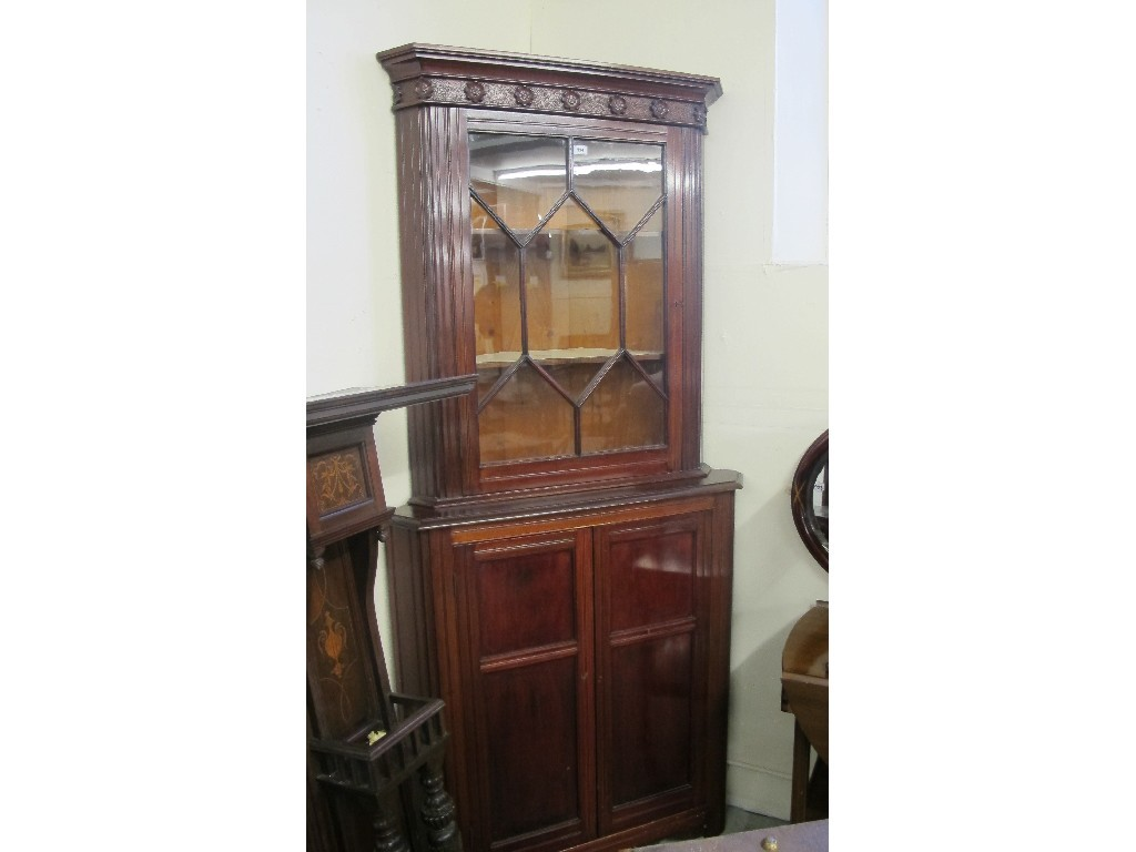 Georgian mahogany corner cabinet on stand
