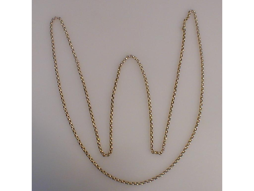 A Victorian yellow metal belcher linked longuard marked 9c 24