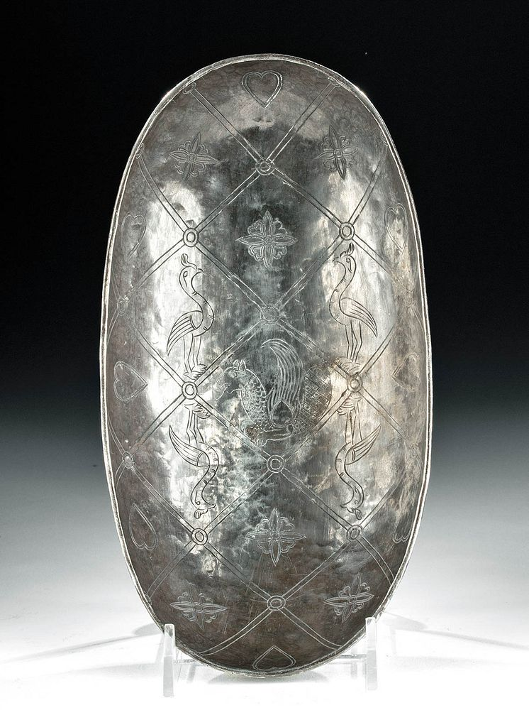 Important Sasanian Silver Bowl w Griffin Ancient Near East Central