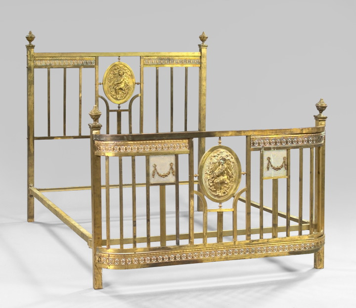 Ornate Late Victorian Cast Brass Bedstead late 19th century the