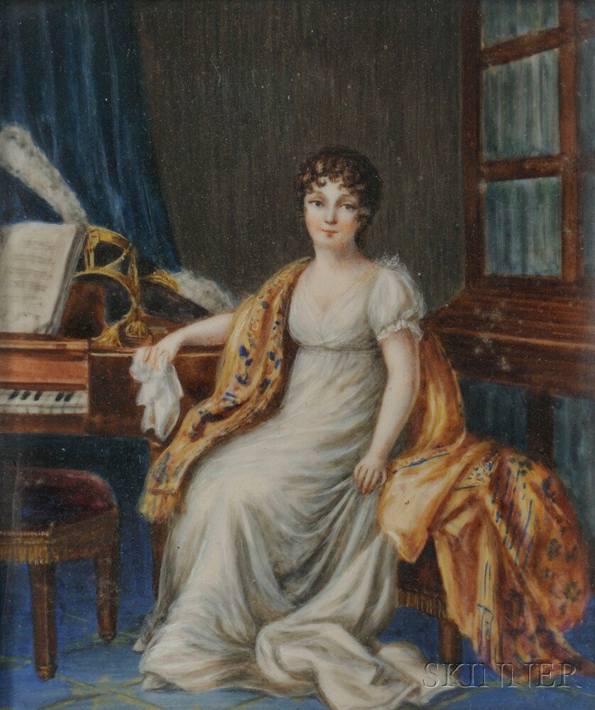 Framed Painting on Ivory probably France 19th century rectangular with