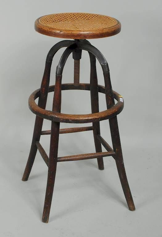 Thonet Style Adjustable Bentwood Iron High Stool Thonet style adjustable