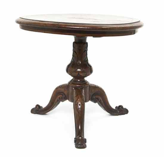 A Continental Diminutive Burl Walnut Tilt Top Table having a
